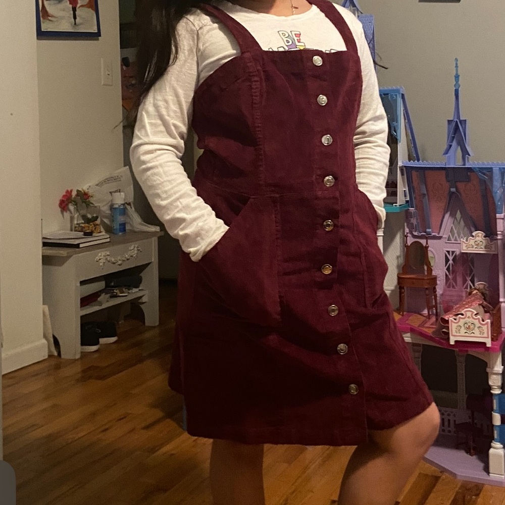 Fashion Nova Burgundy Corduroy Dress Jumper